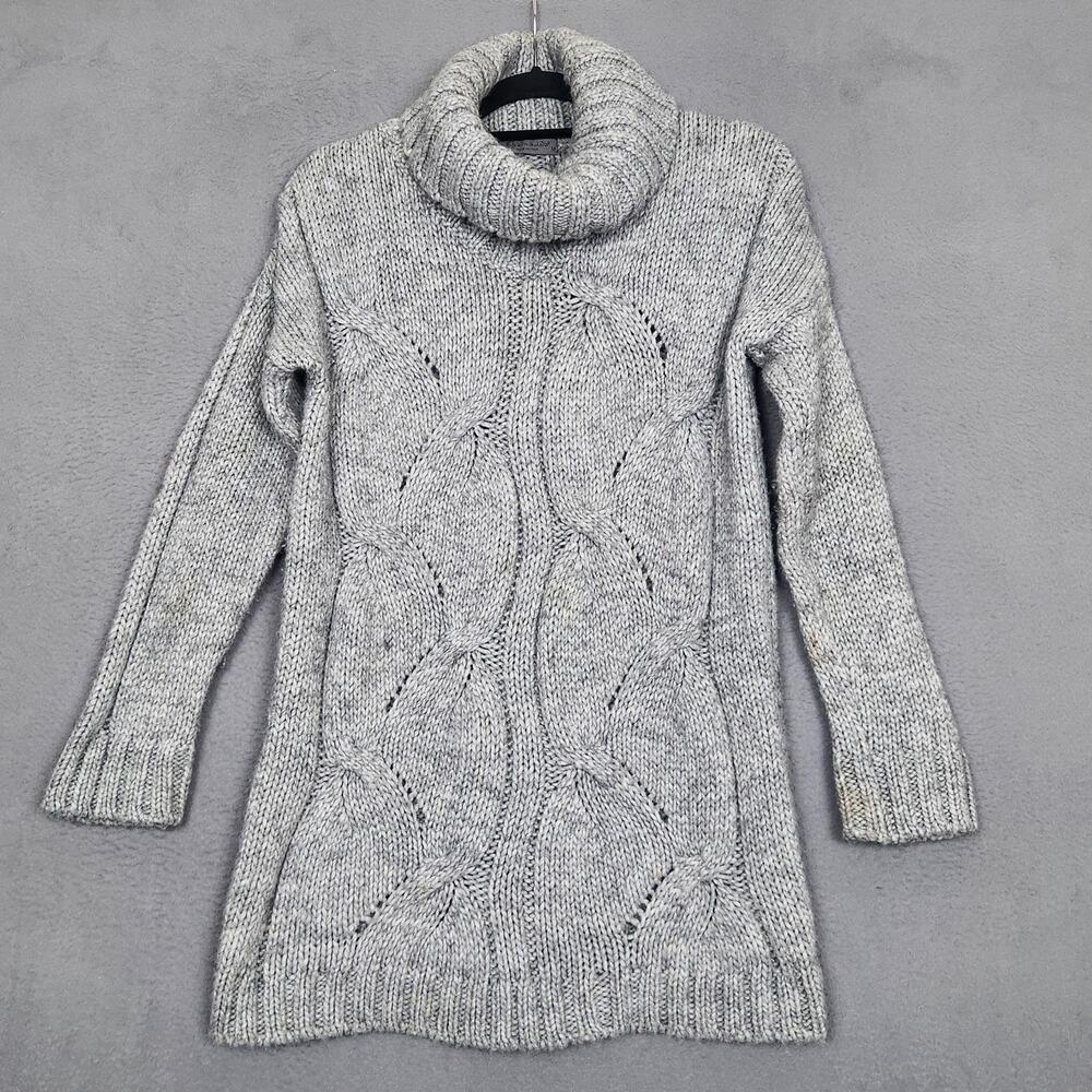 Elsamanda Sweater Tunic Womens Medium Gray Alpaca Cowl Neck Pullover Made Italy